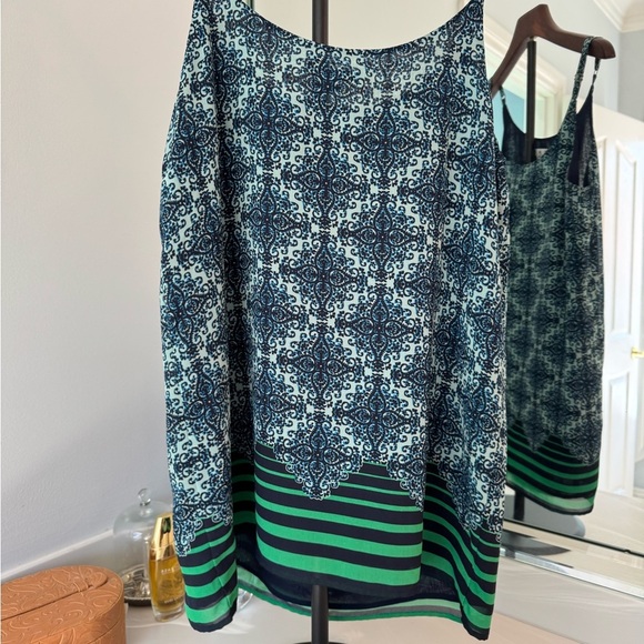 CAbi‎ Camisole Blue and Green Geometric Tank Top - Picture 6 of 12